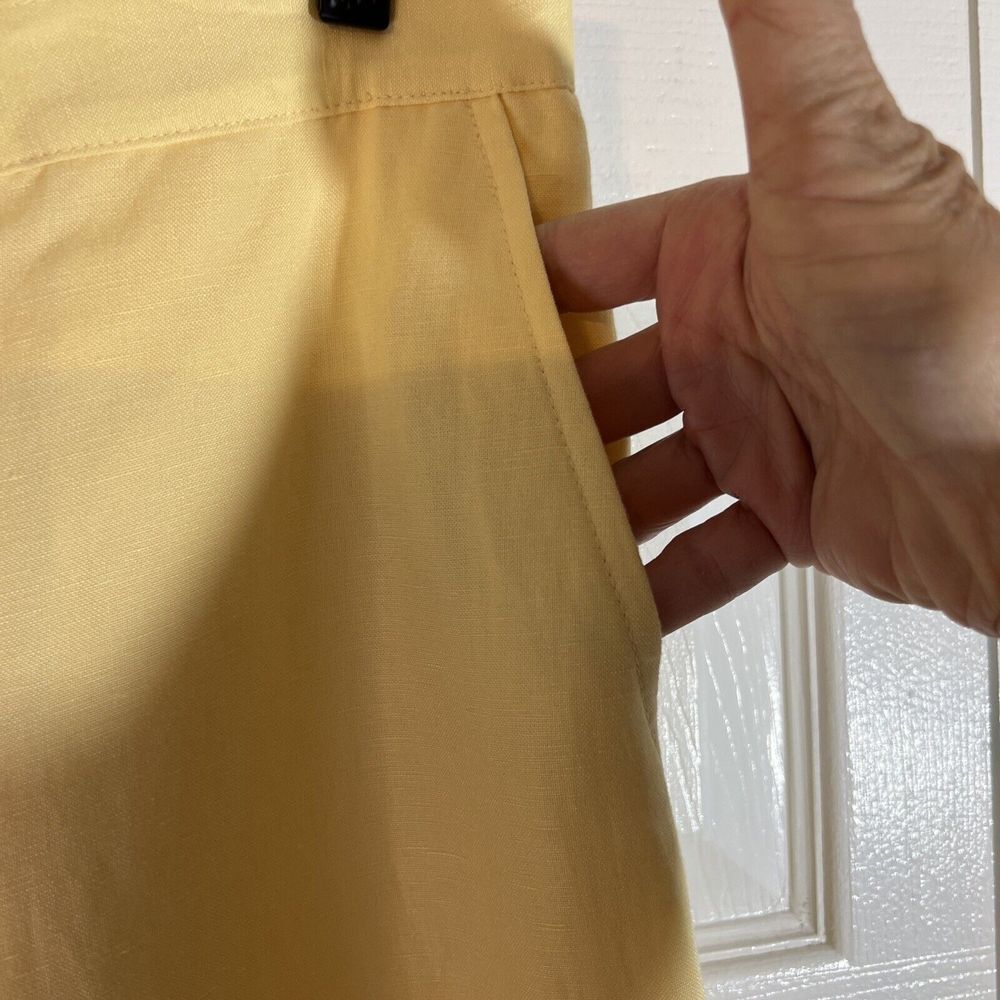 NEW Ruby Rd Linen Blend Pants Yellow w/ Elastic at Waist Lined Women's Size 8 - Picture 6 of 7